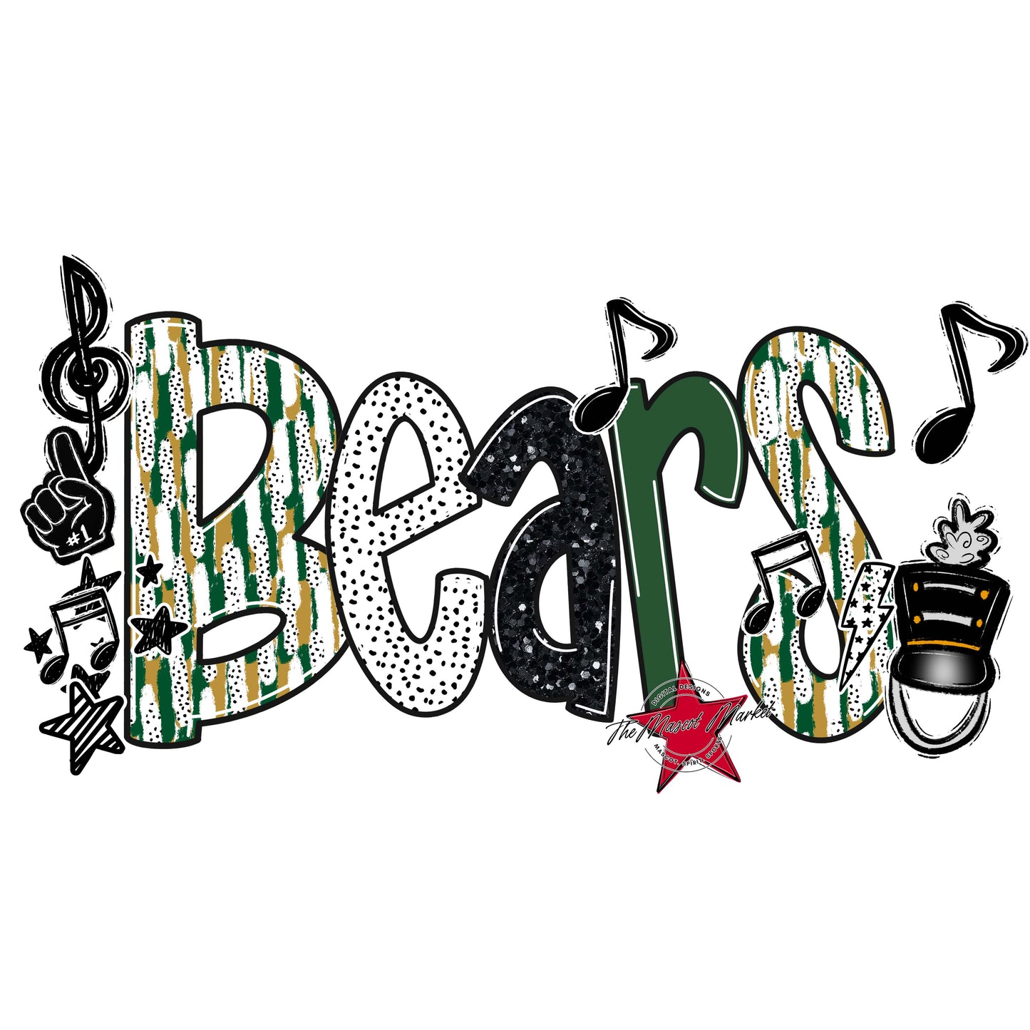 Bears Band Scrape-Green & Gold