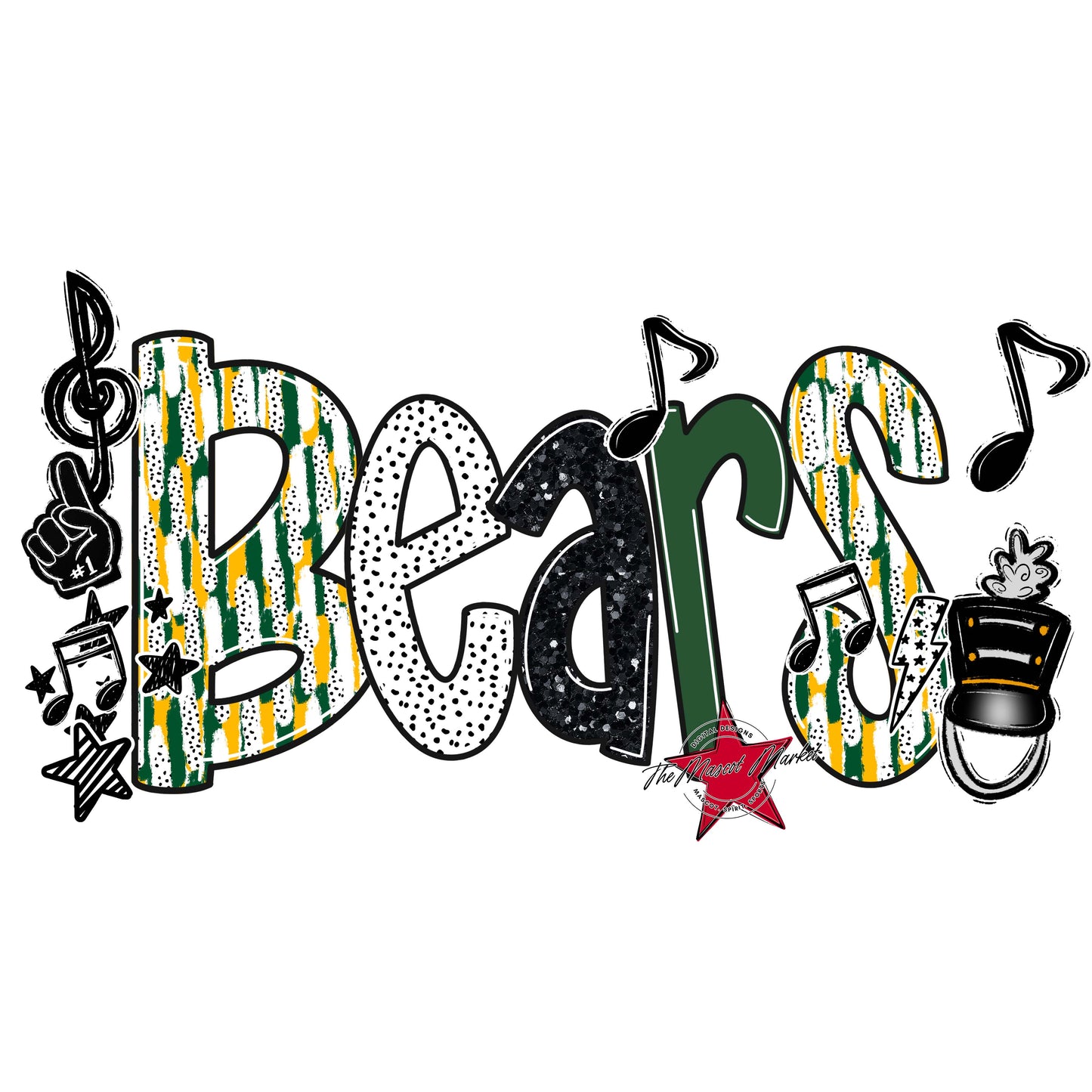 Bears Band Scrape-Green & Yellow