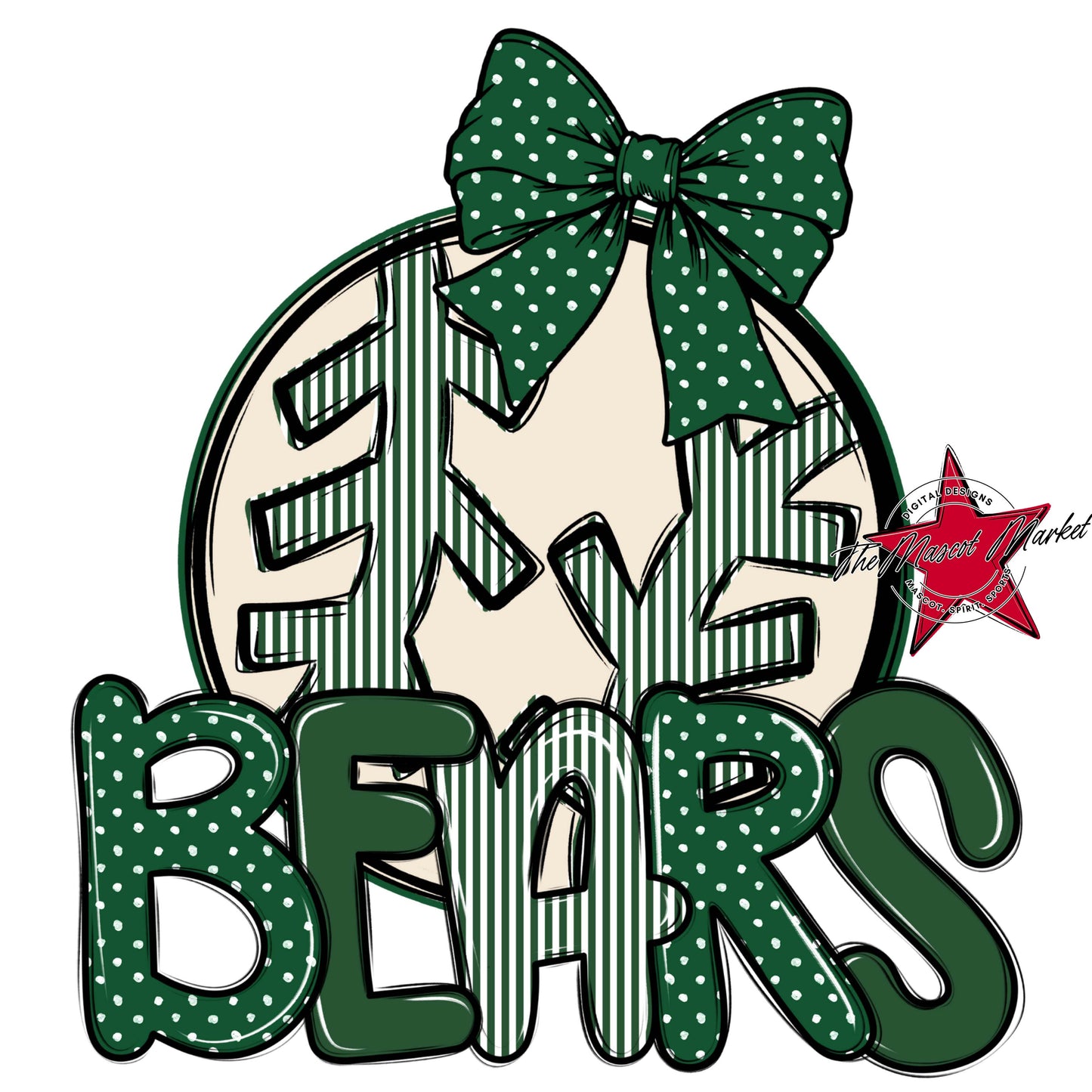 Bears Baseball-Softball Spirit Design-Green