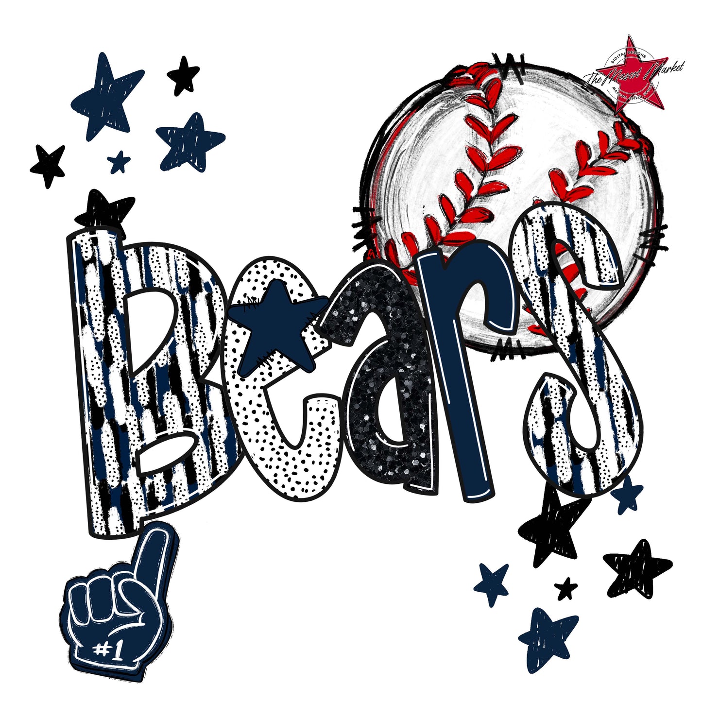 Bears Baseball Scrape-Navy
