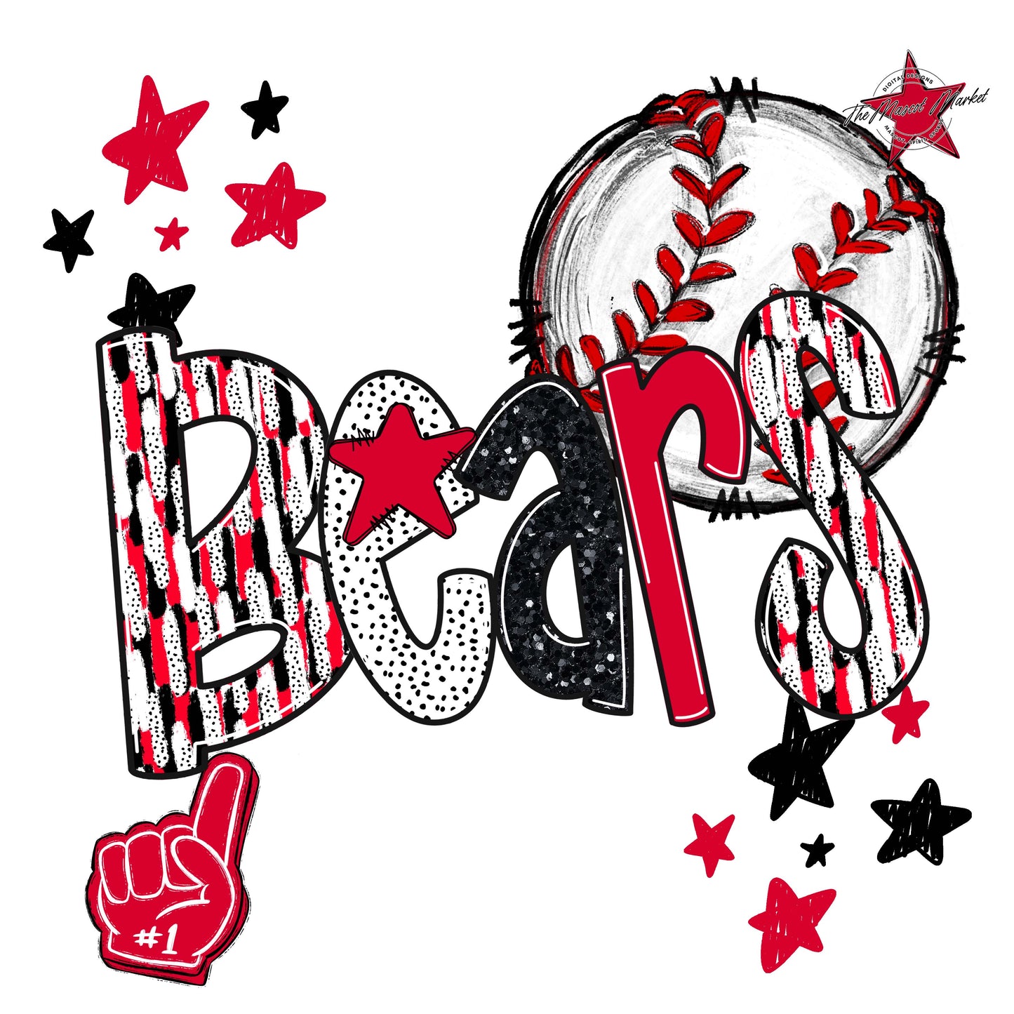 Bears Baseball Scrape-Red
