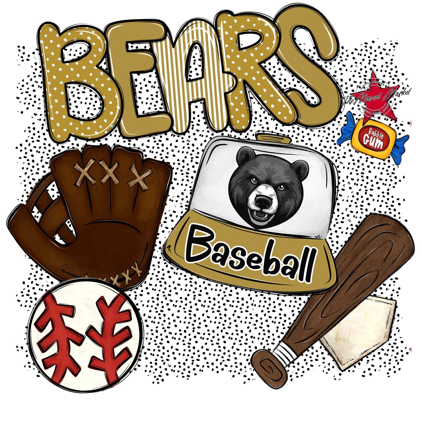 Bears Baseball Spirit-Gold