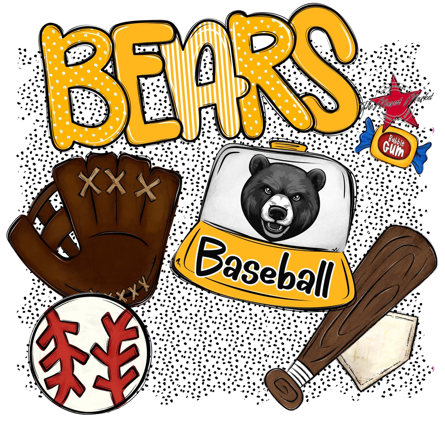 Bears Baseball Spirit-Yellow
