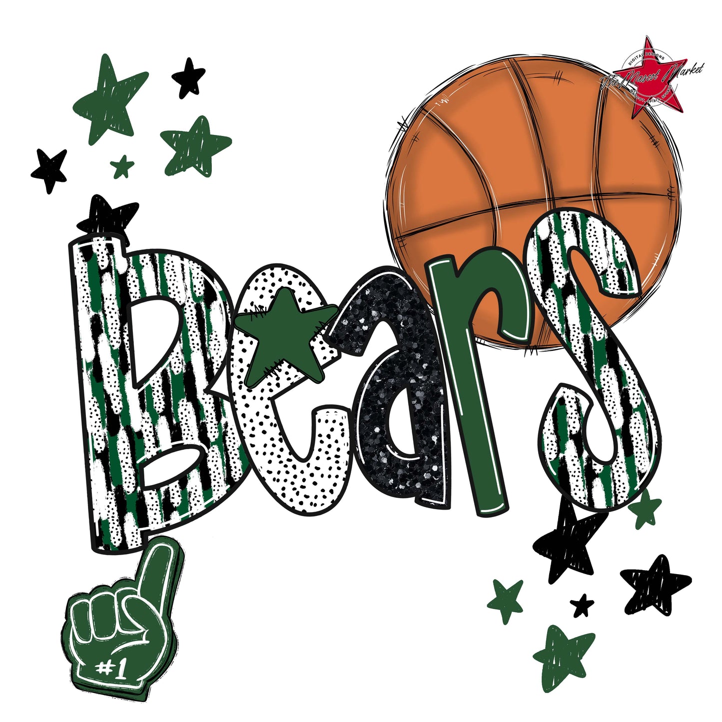 Bears Basketball Scrape-Green