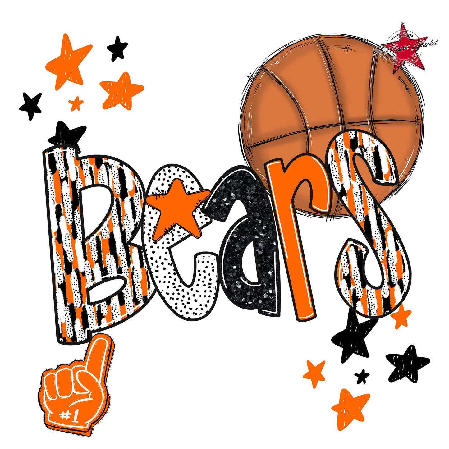 Bears Basketball Scrape-Orange