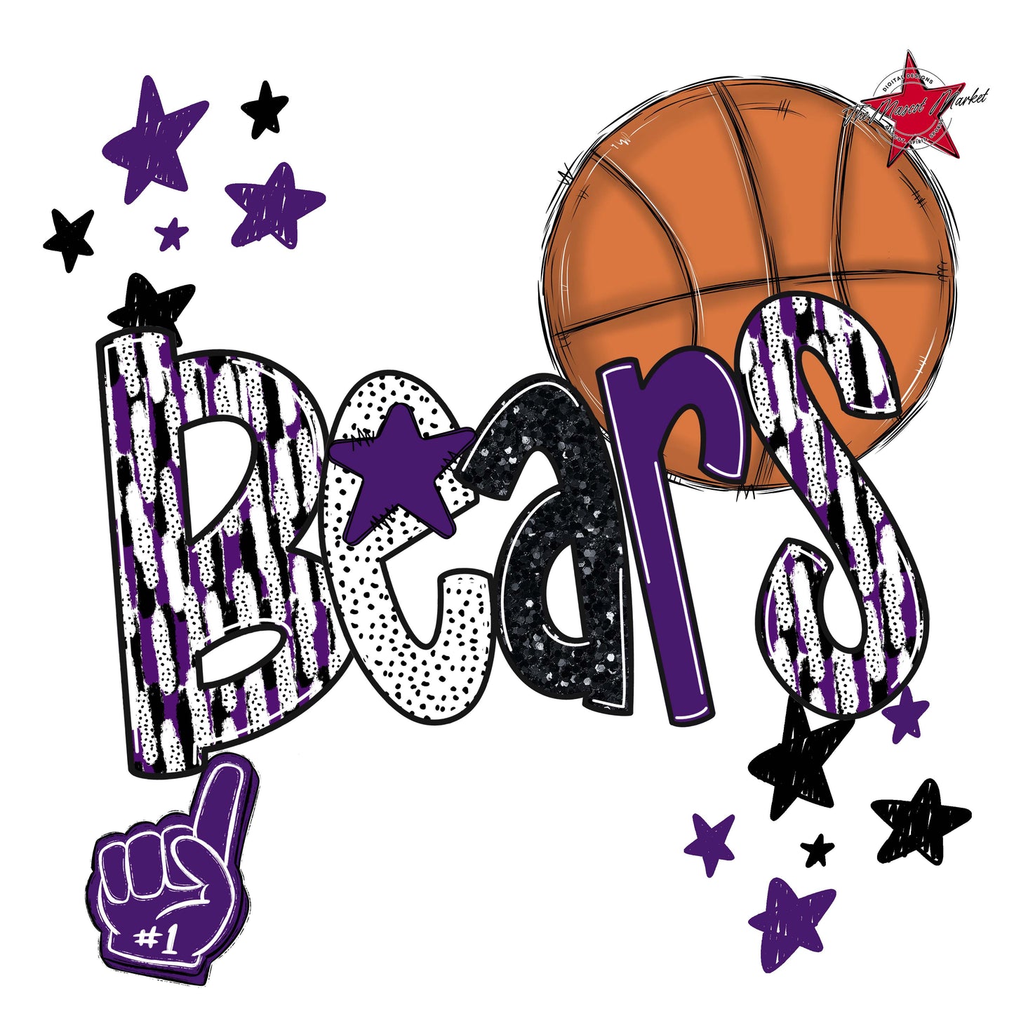 Bears Basketball Scrape-Purple