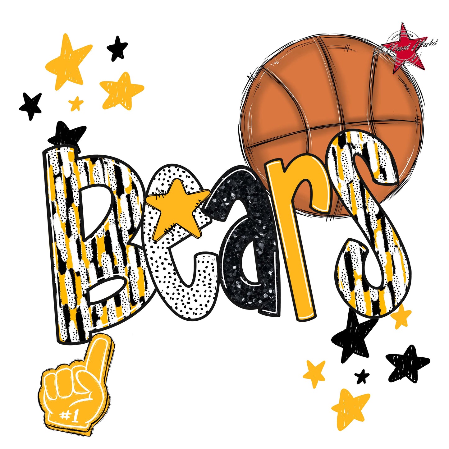 Bears Basketball Scrape-Yellow