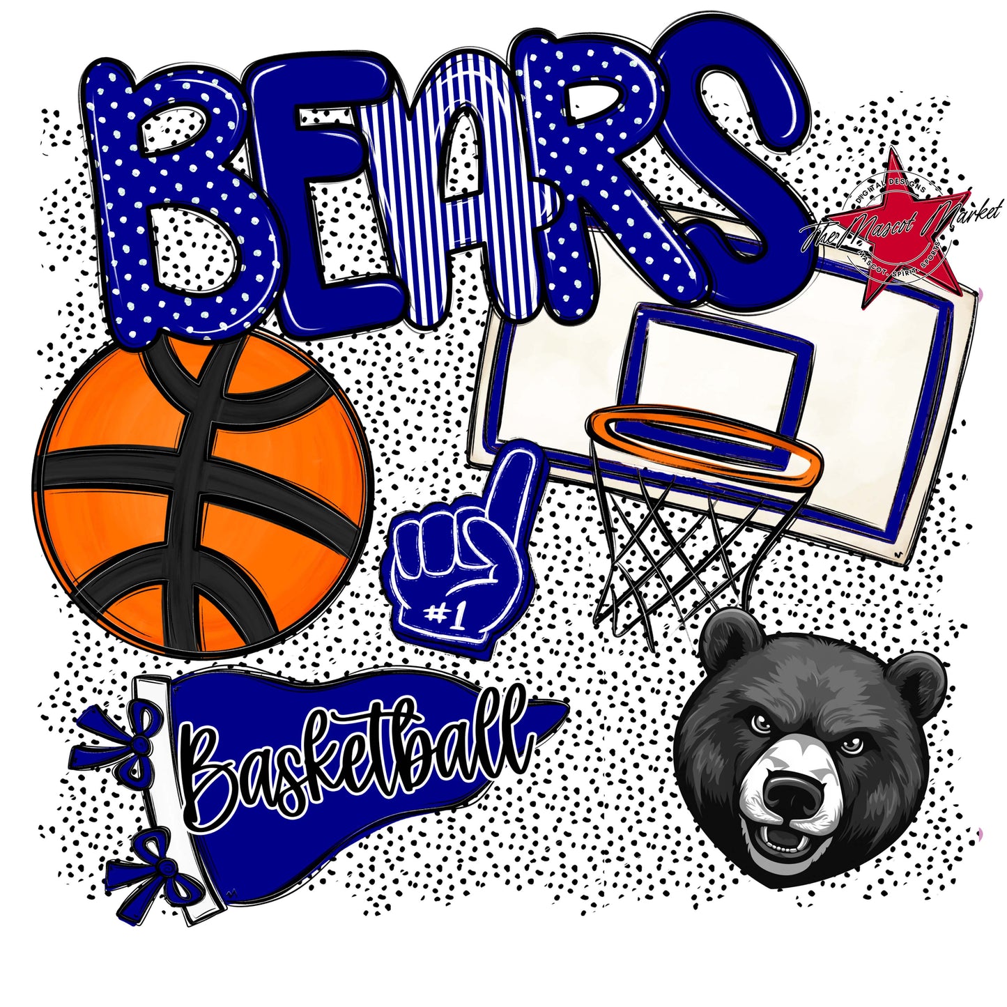 Bears Basketball Spirit-Blue
