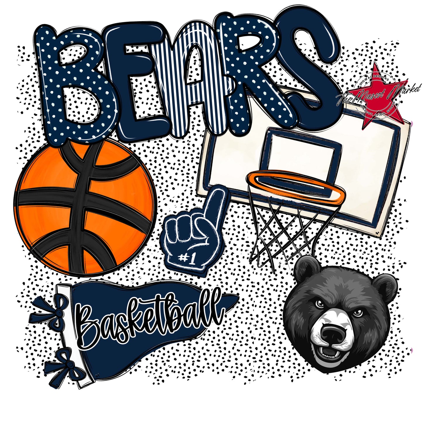 Bears Basketball Spirit-Navy