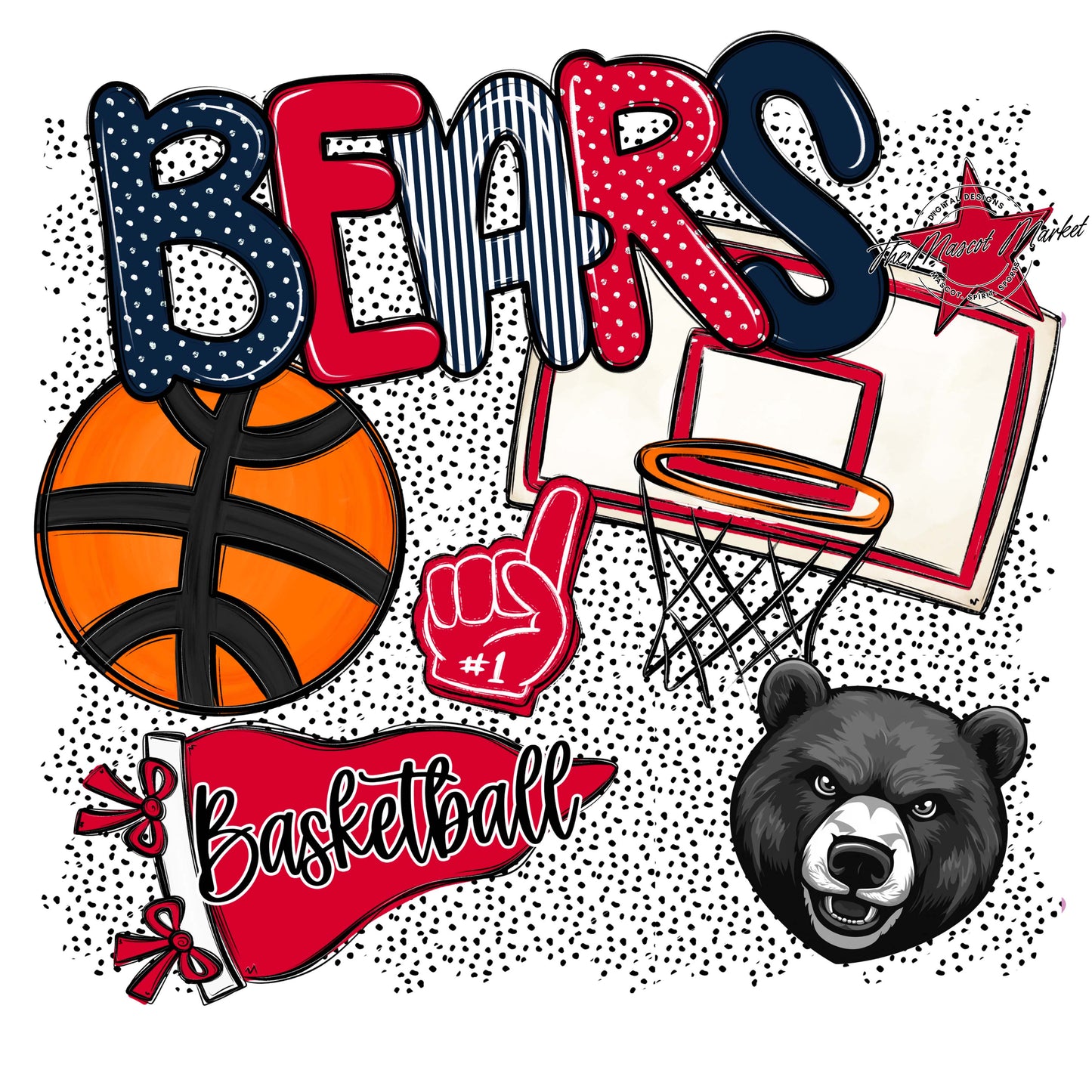 Bears Basketball Spirit-Navy & Red
