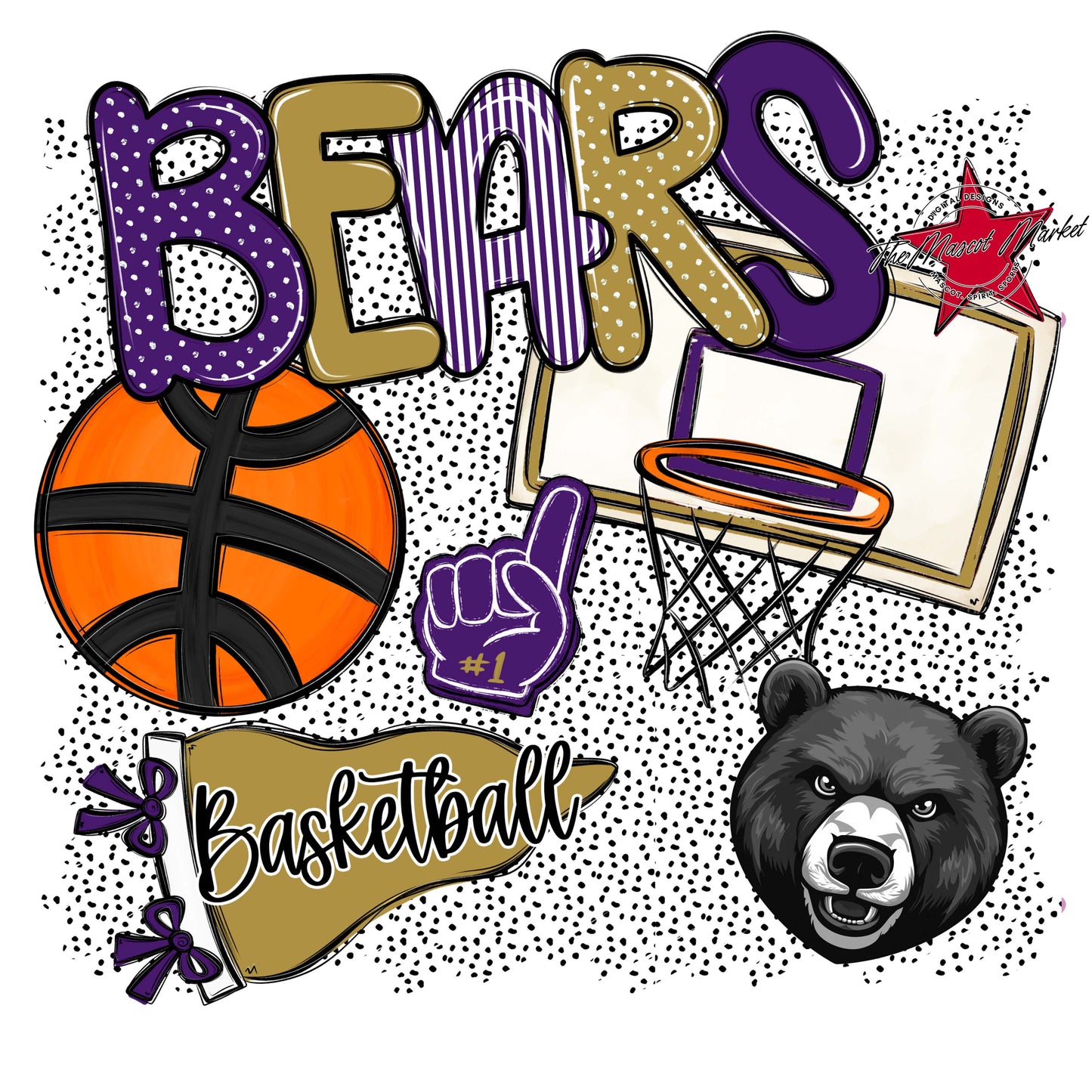 Bears Basketball Spirit-Purple & Gold