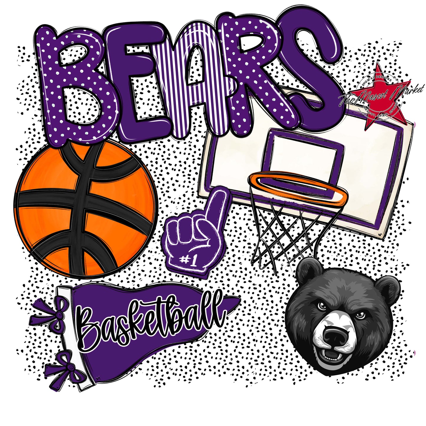 Bears Basketball Spirit-Purple