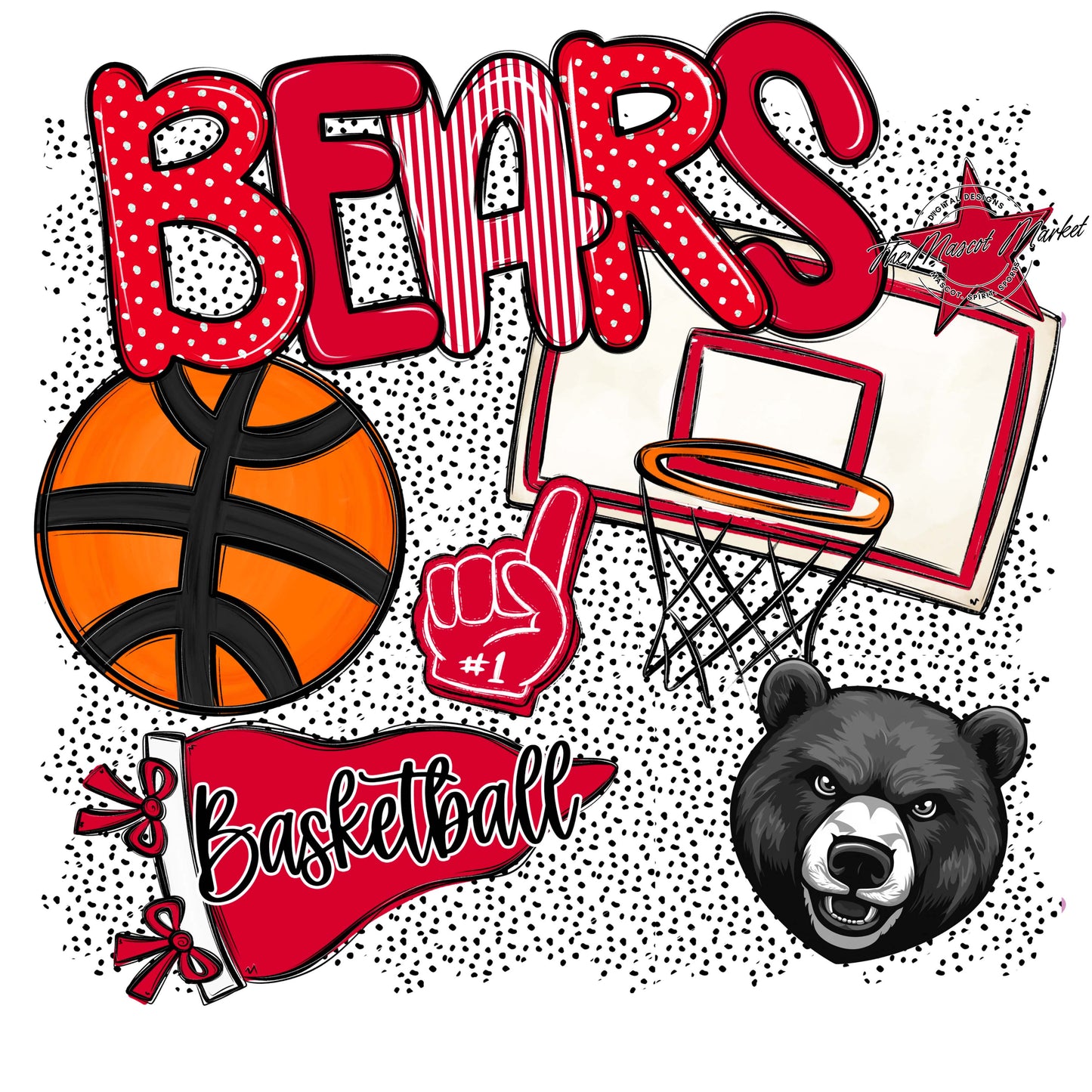 Bears Basketball Spirit-Red