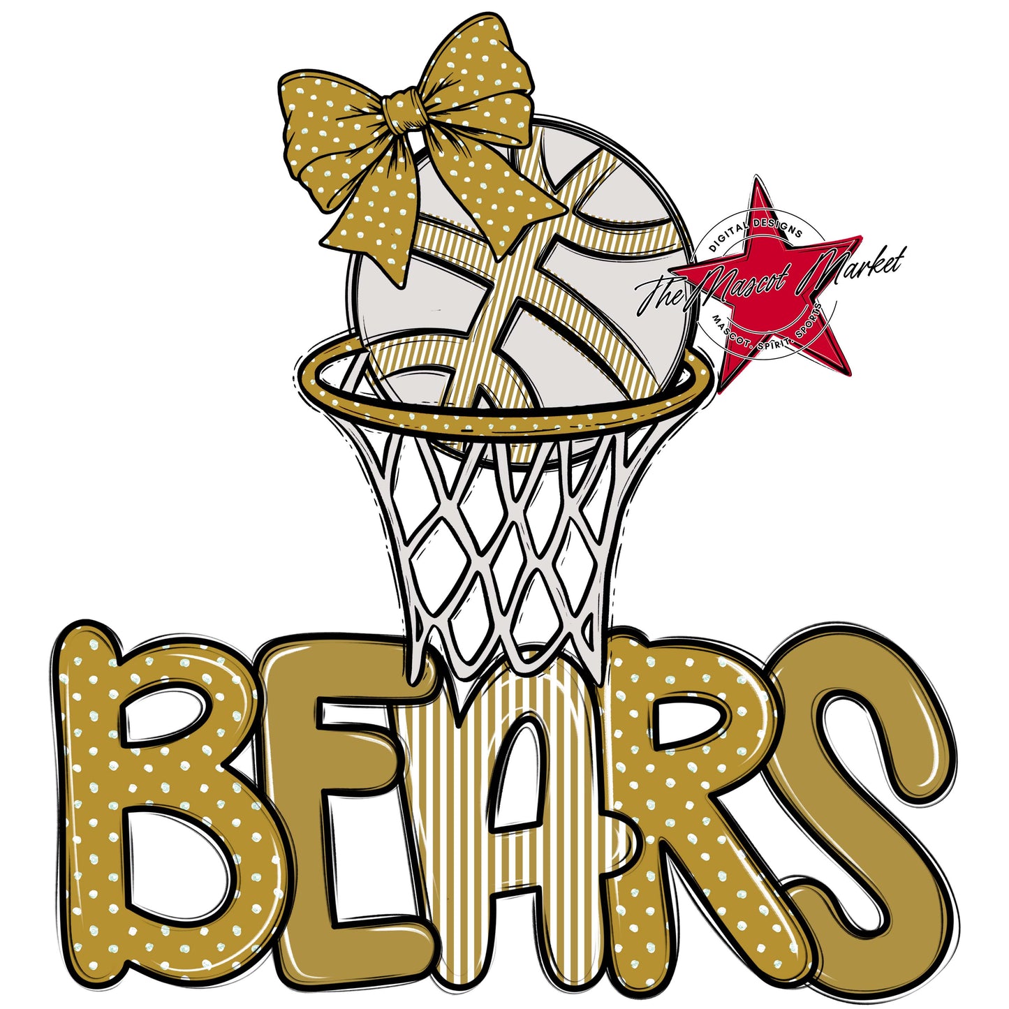 Bears Basketball Spirit Design-Gold