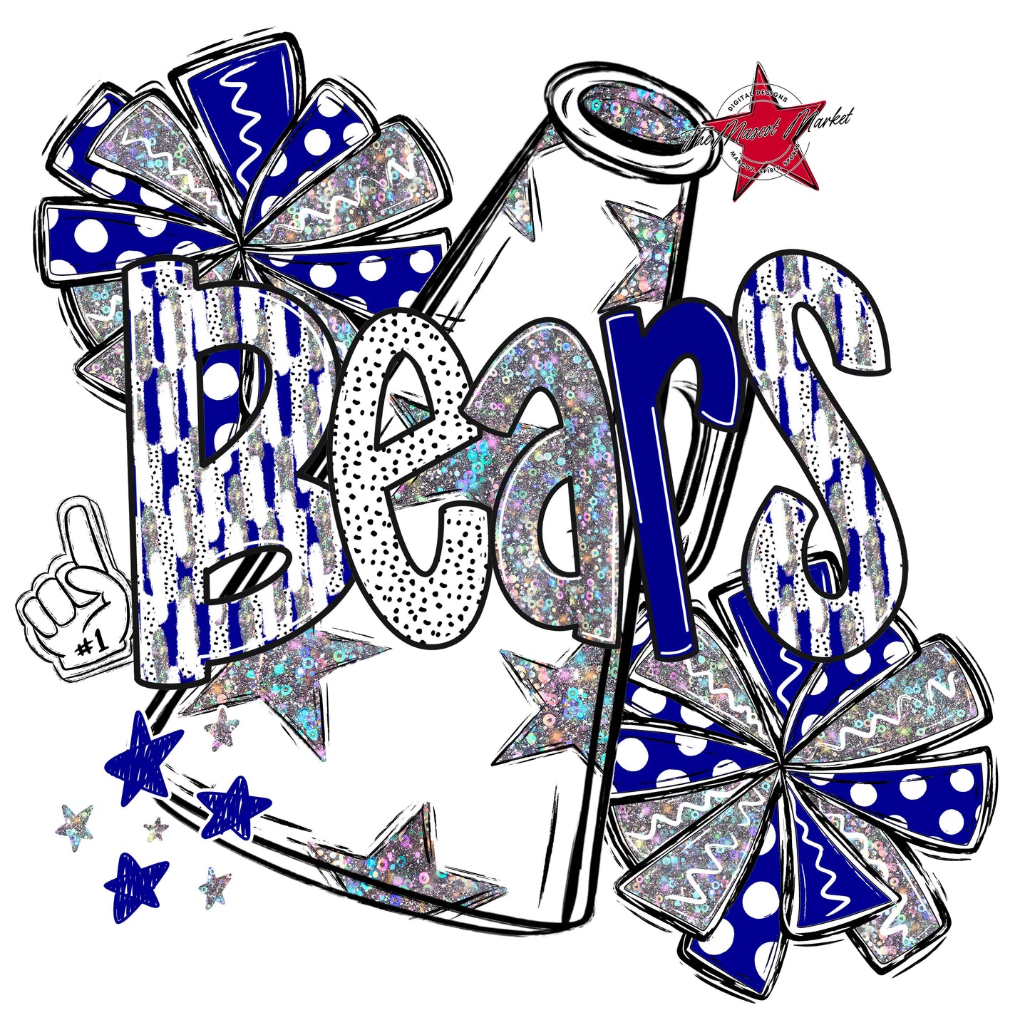 Bears Cheer Megaphone Scrape-Blue