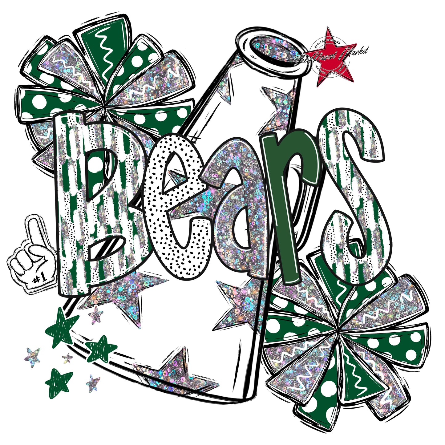 Bears Cheer Megaphone Scrape-Green