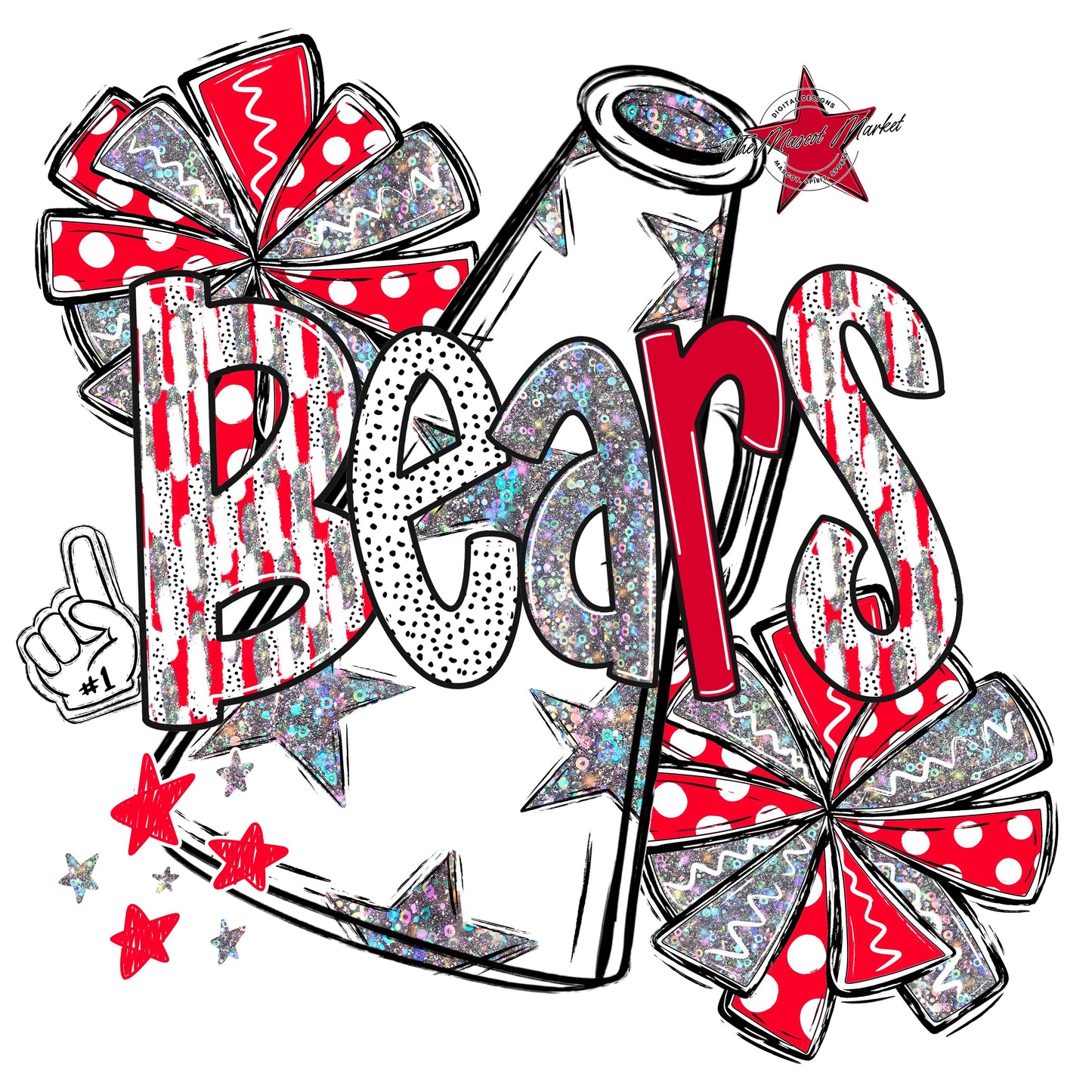 Bears Cheer Megaphone Scrape-Red