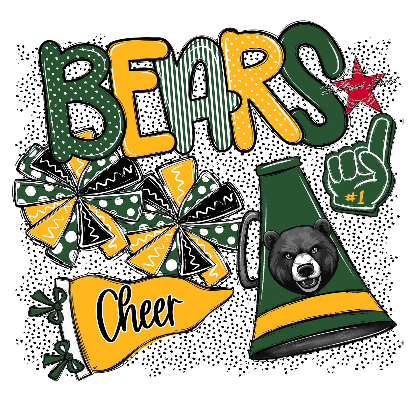 Bears Cheer Spirit-Green & Yellow