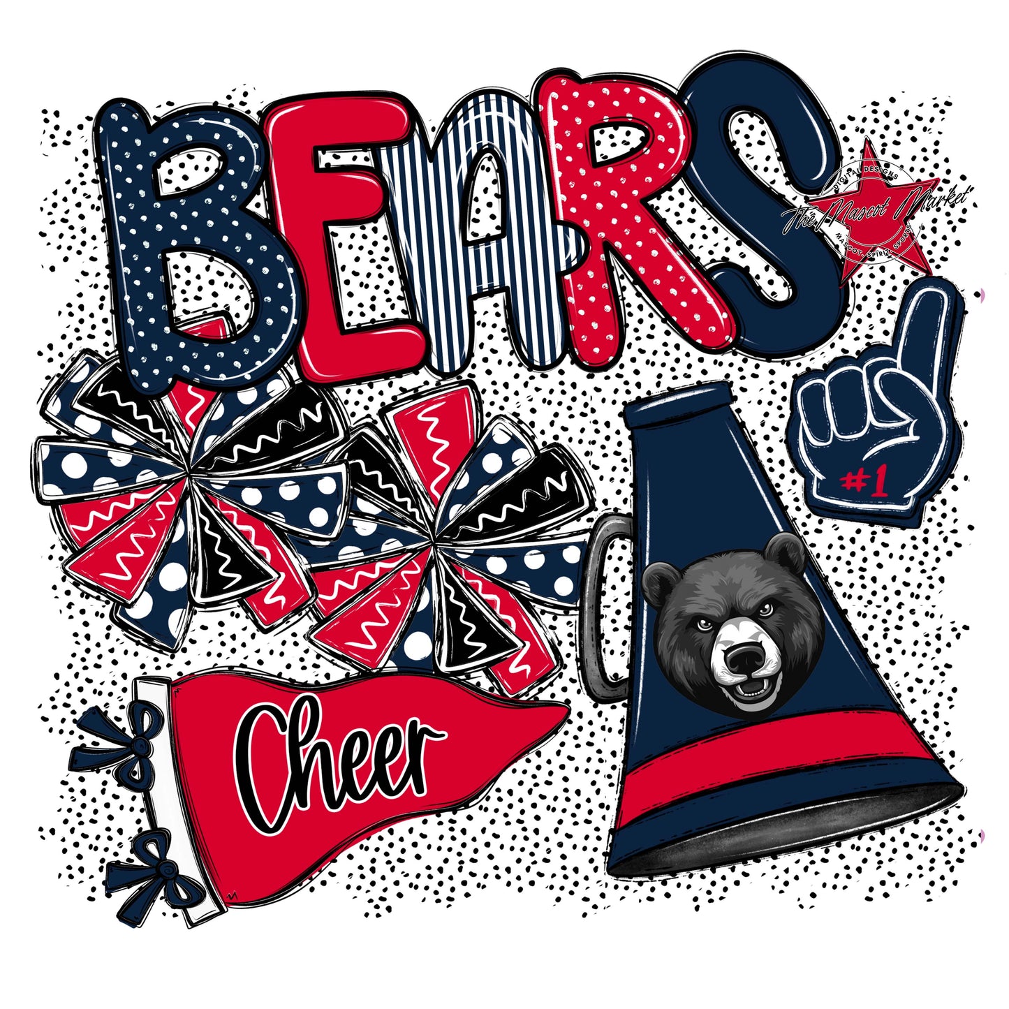 Bears Cheer Spirit-Navy & Red