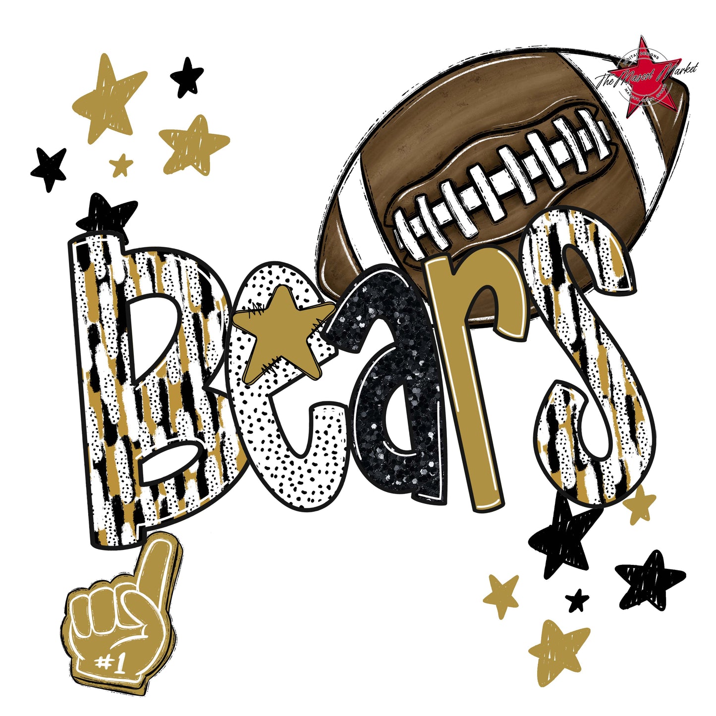 Bears Football Scrape-Gold