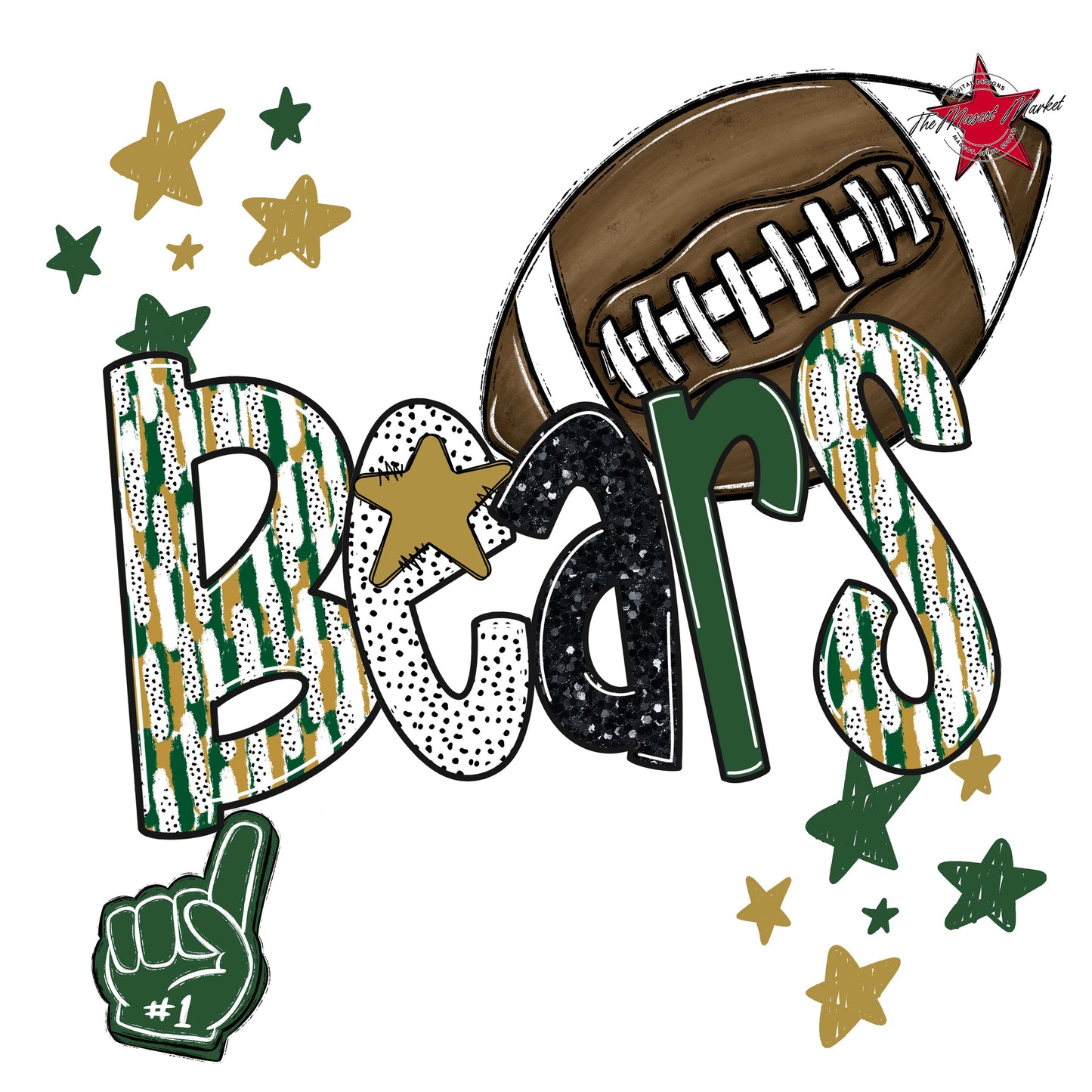 Bears Football Scrape-Green & Gold