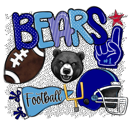 Bears Football Spirit-Blue & Carolina Blue