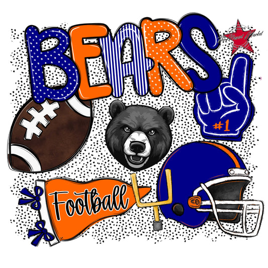 Bears Football Spirit-Blue & Orange