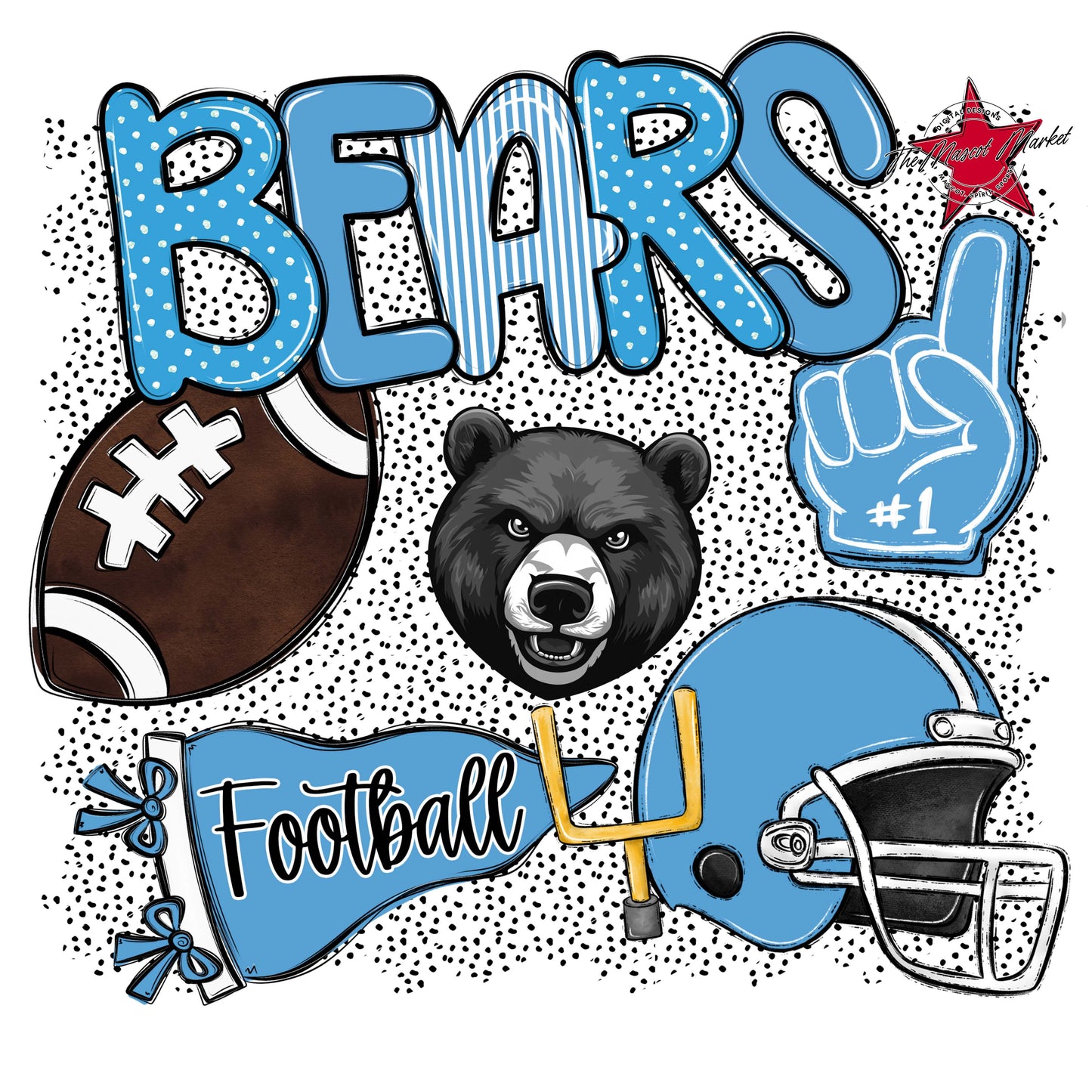 Bears Football Spirit-Carolina Blue
