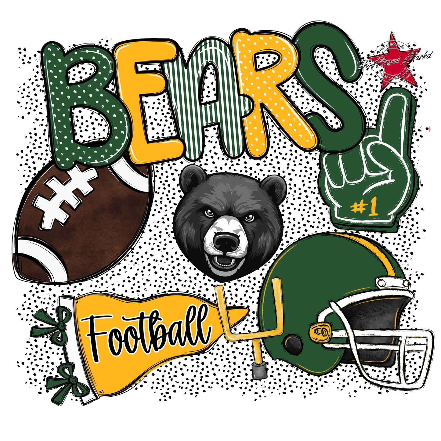 Bears Football Spirit-Green & Yellow