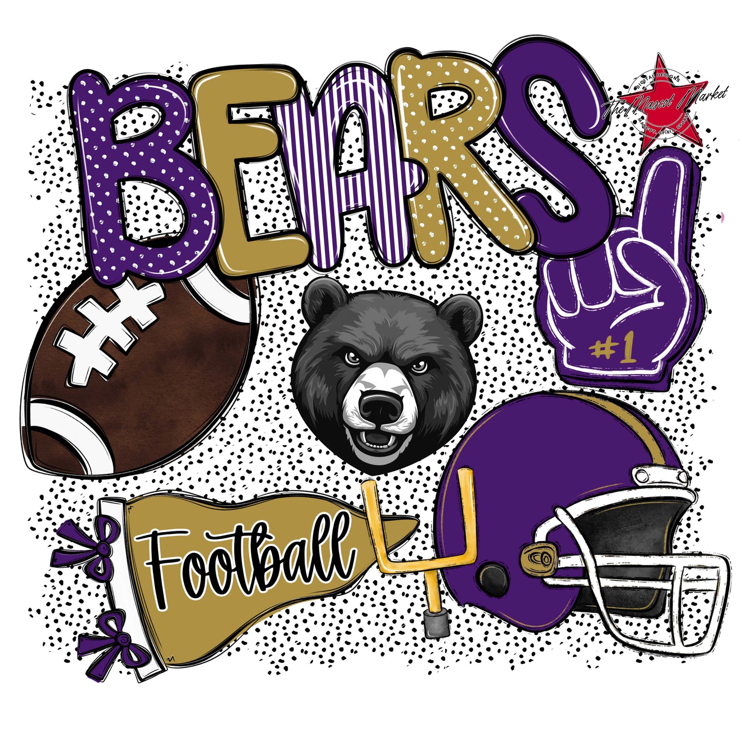 Bears Football Spirit-Purple & Gold