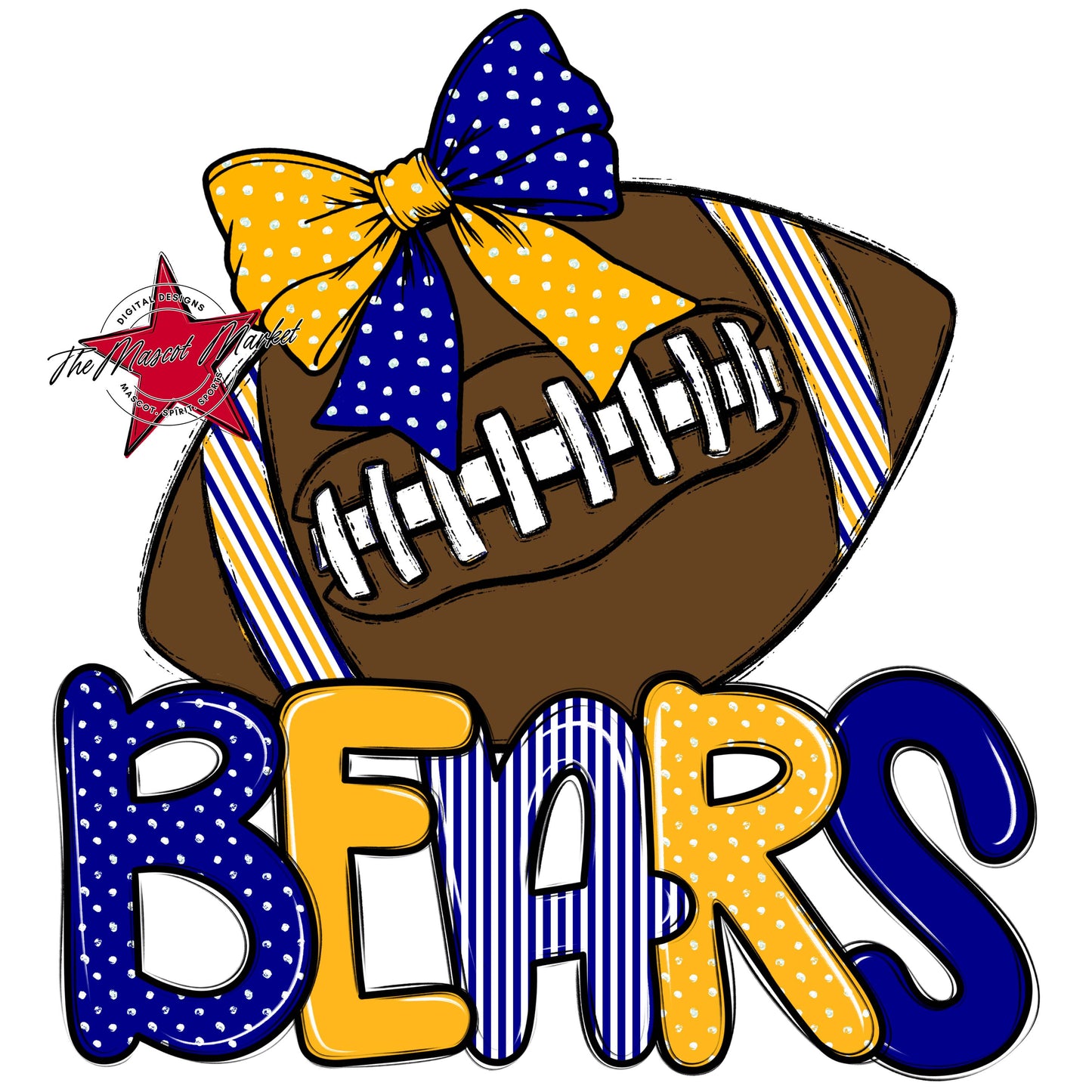 Bears Football Spirit Design-Blue & Yellow
