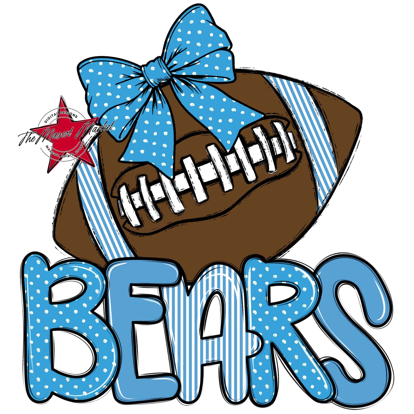 Bears Football Spirit Design-Carolina Blue