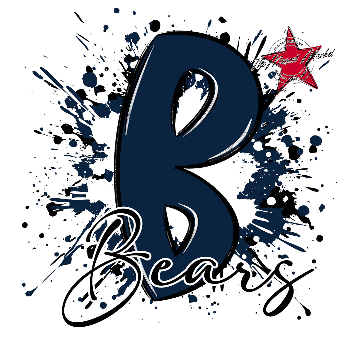 Bears Mascot Splatter-Navy