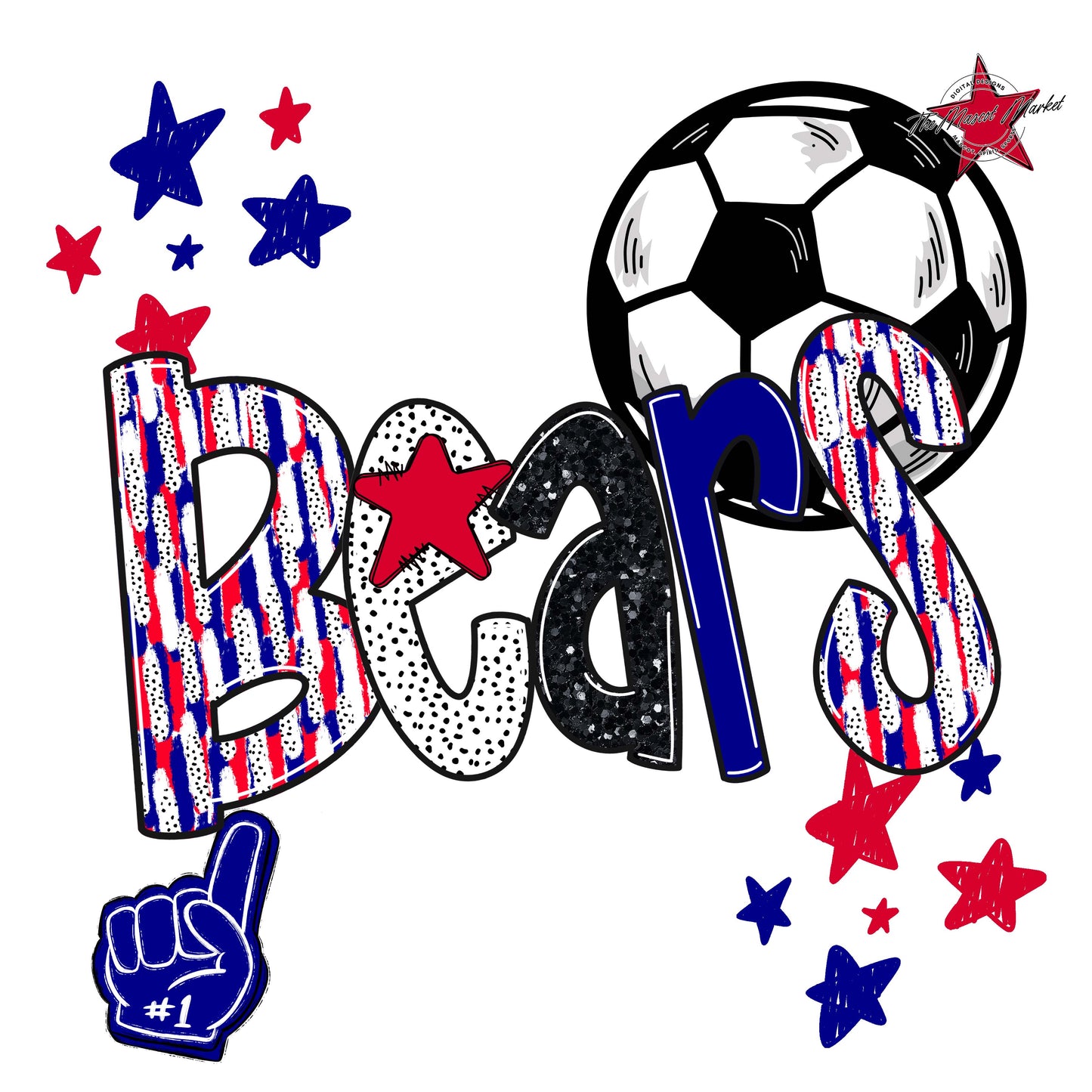 Bears Soccer Scrape-Blue & Red