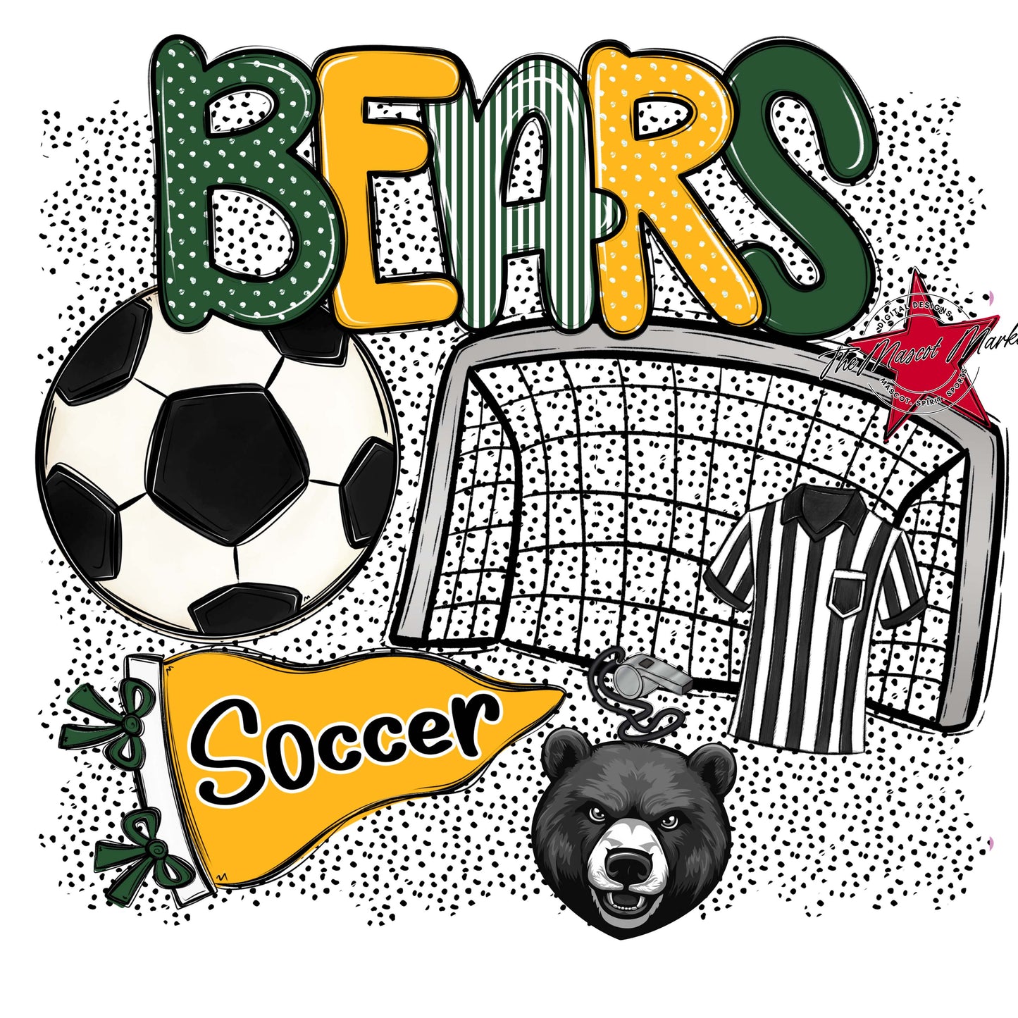 Bears Soccer Spirit-Green & Yellow