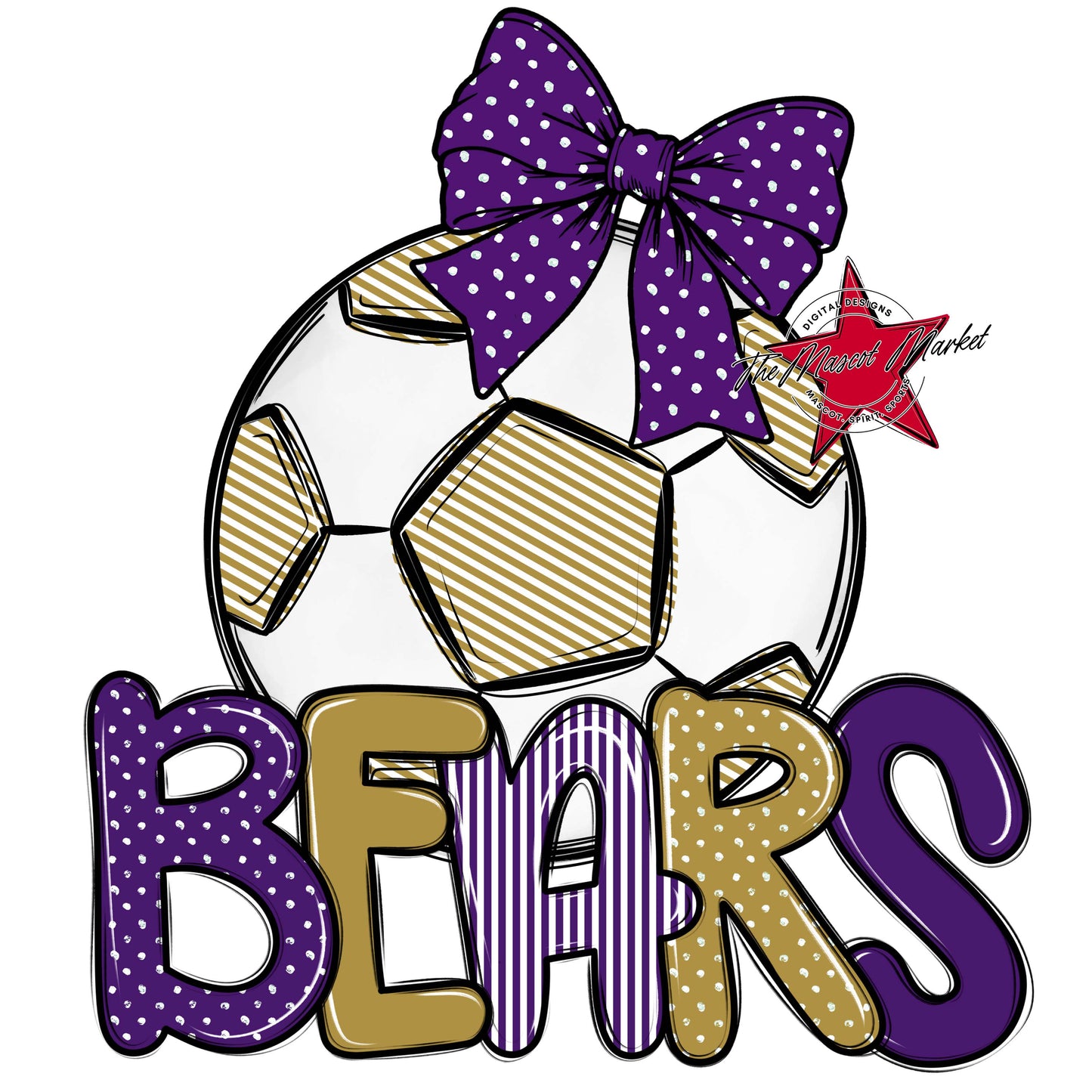 Bears Soccer Spirit Design-Purple & Gold
