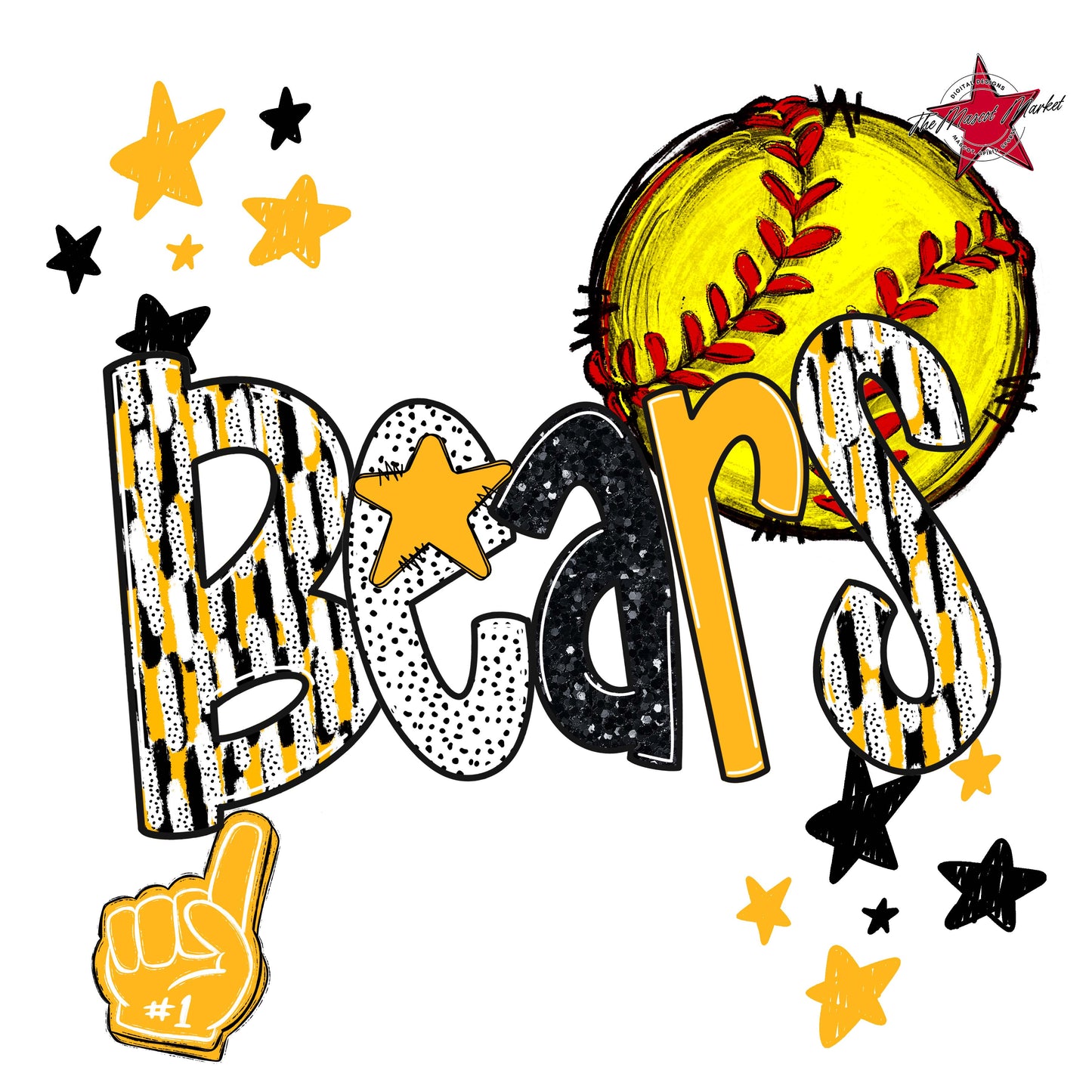 Bears Softball Scrape-Yellow