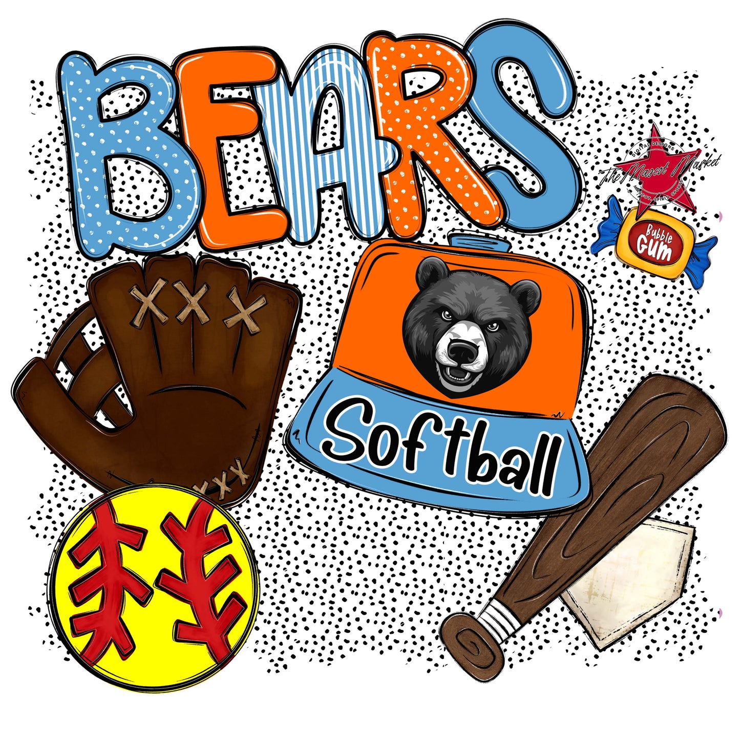 Bears Softball Spirit-Carolina Blue & Orange