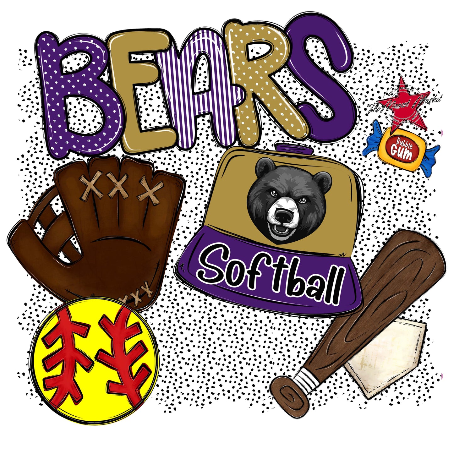 Bears Softball Spirit-Purple & Gold
