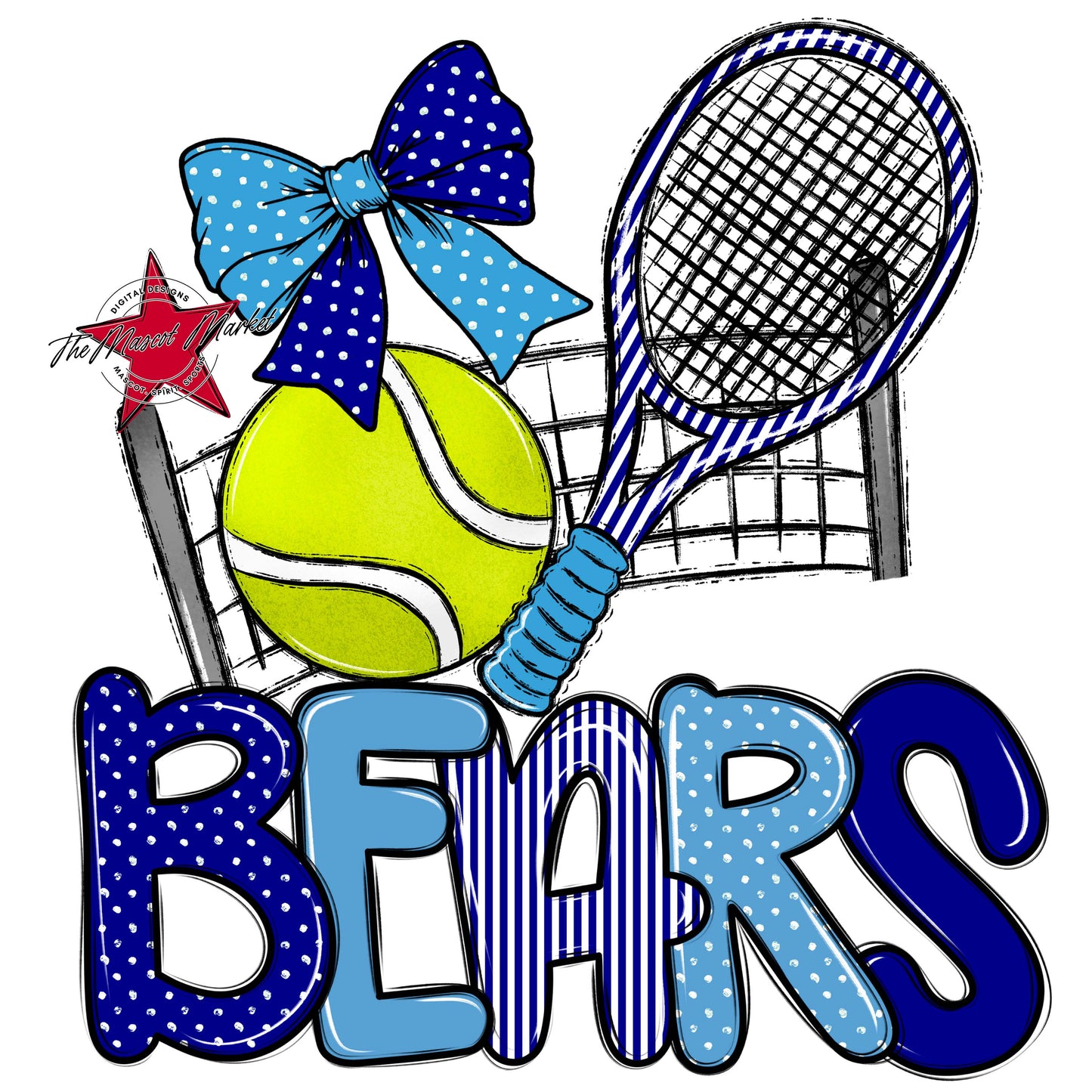 Bears Tennis Spirit Design-Blue & Carolina Blue