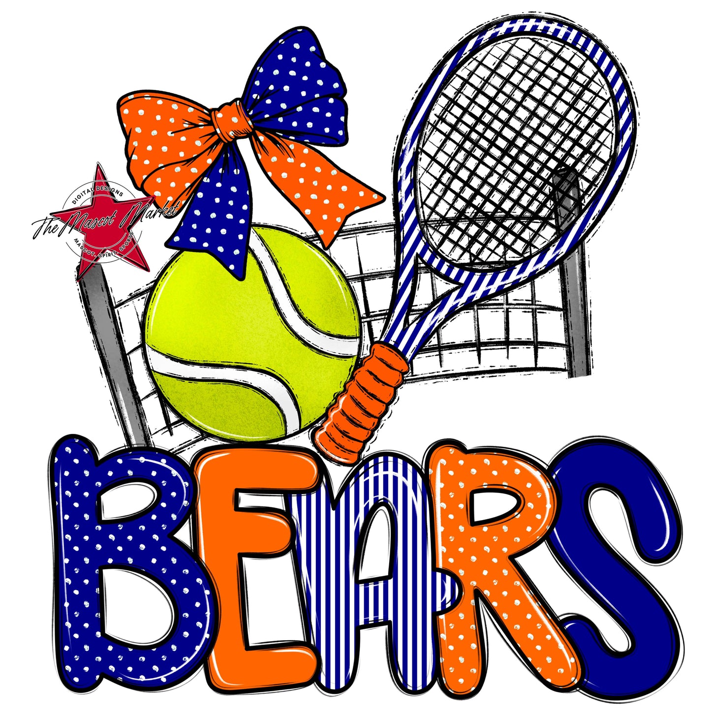 Bears Tennis Spirit Design-Blue & Orange