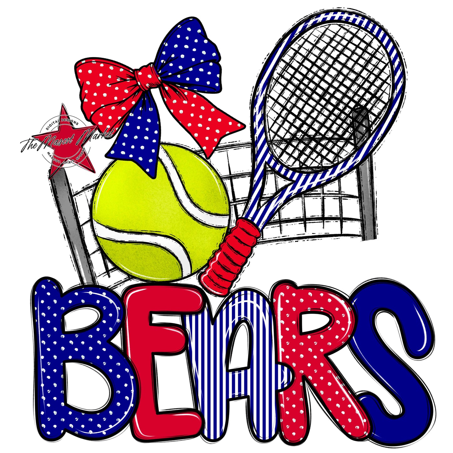Bears Tennis Spirit Design-Blue & Red
