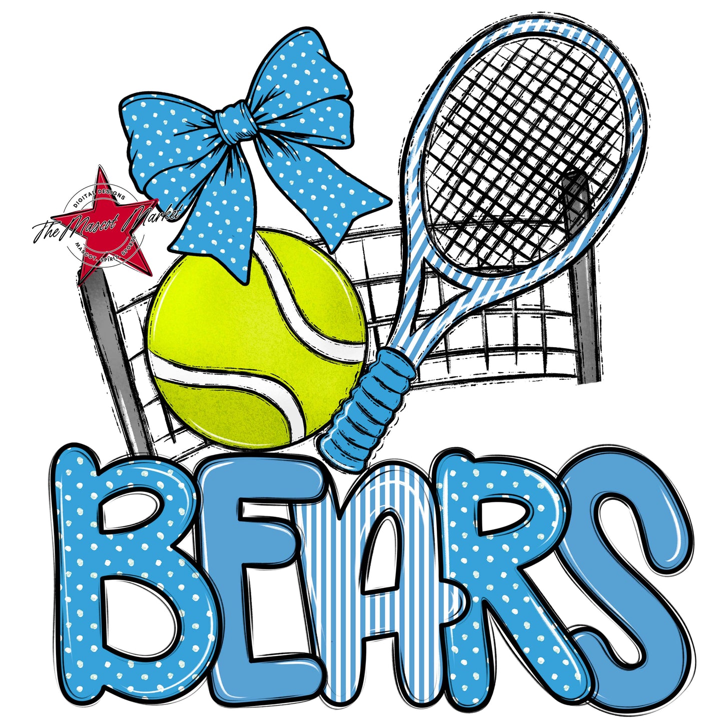 Bears Tennis Spirit Design-Carolina Blue