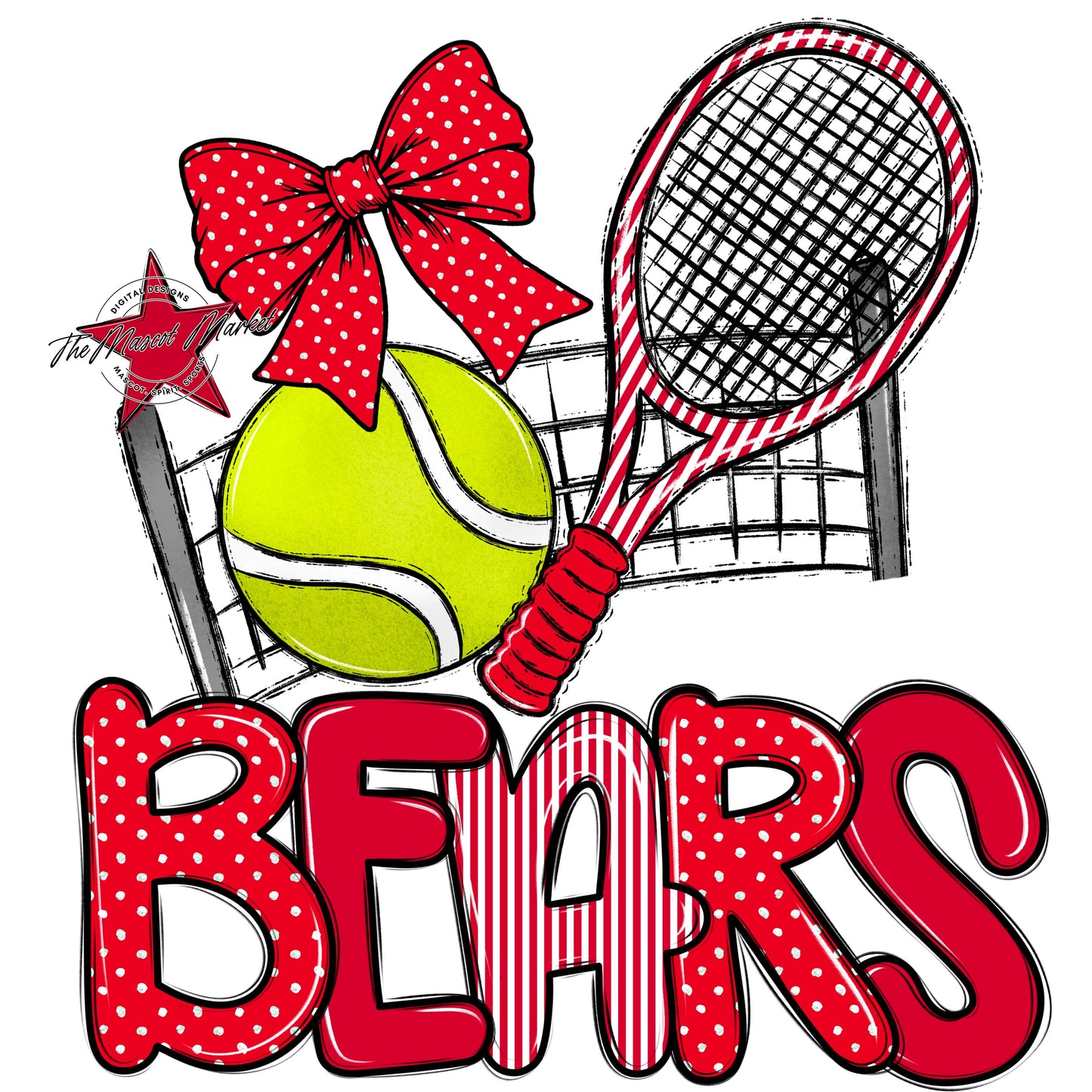 Bears Tennis Spirit Design-Red