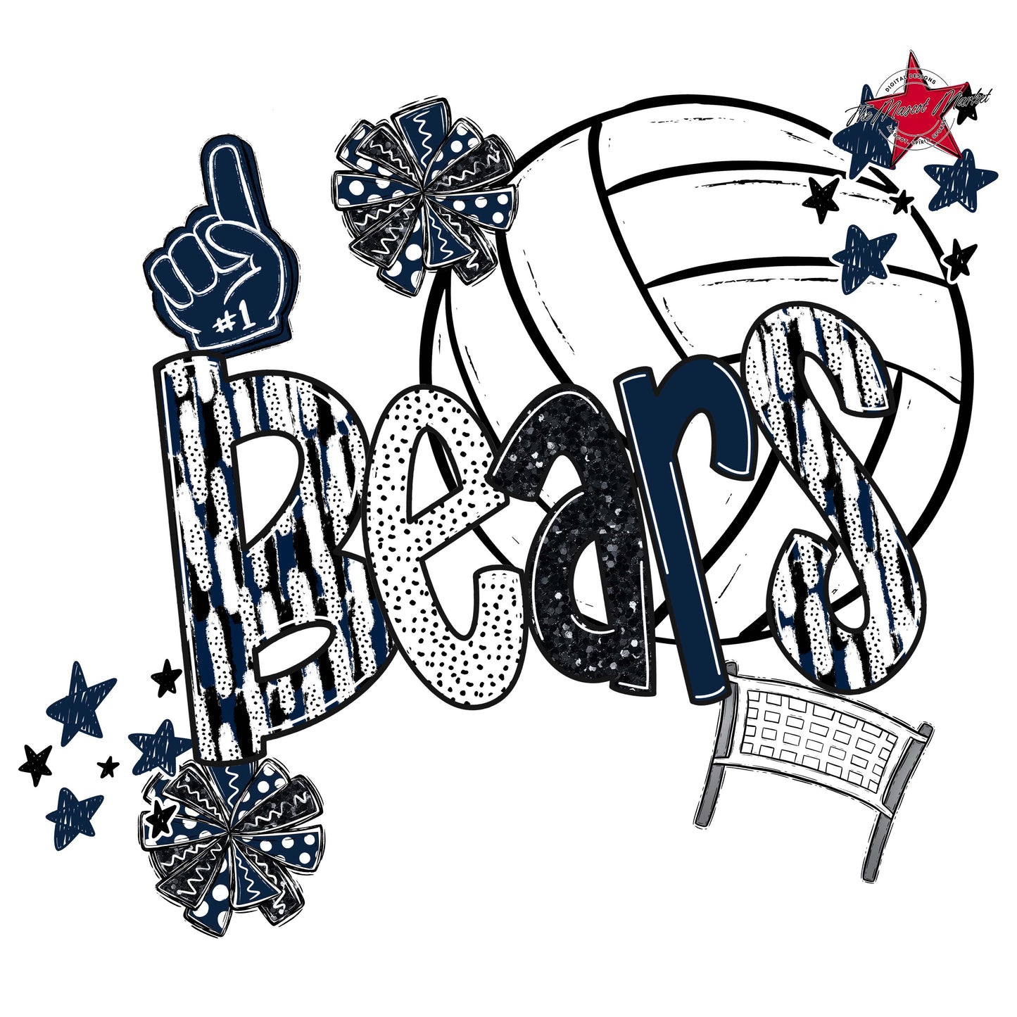 Bears Volleyball Scrape-Navy