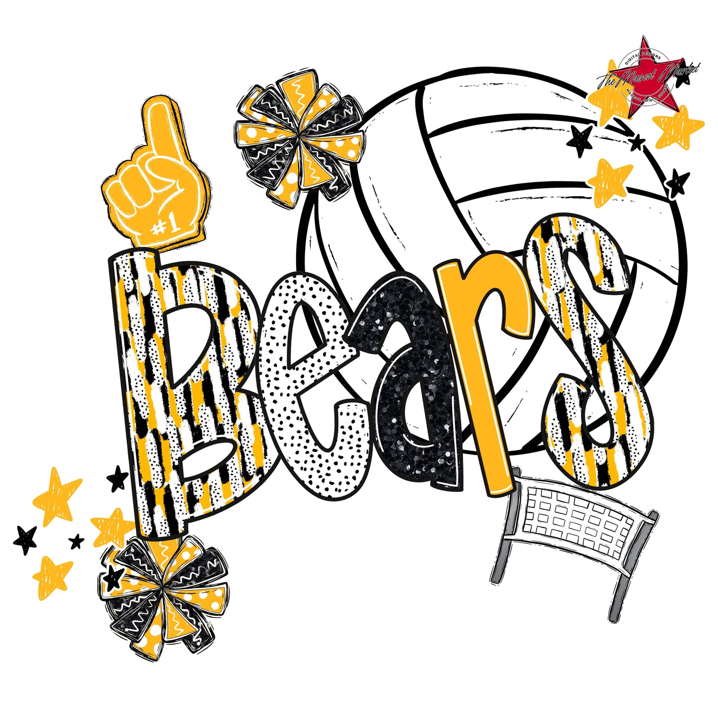 Bears Volleyball Scrape-Yellow