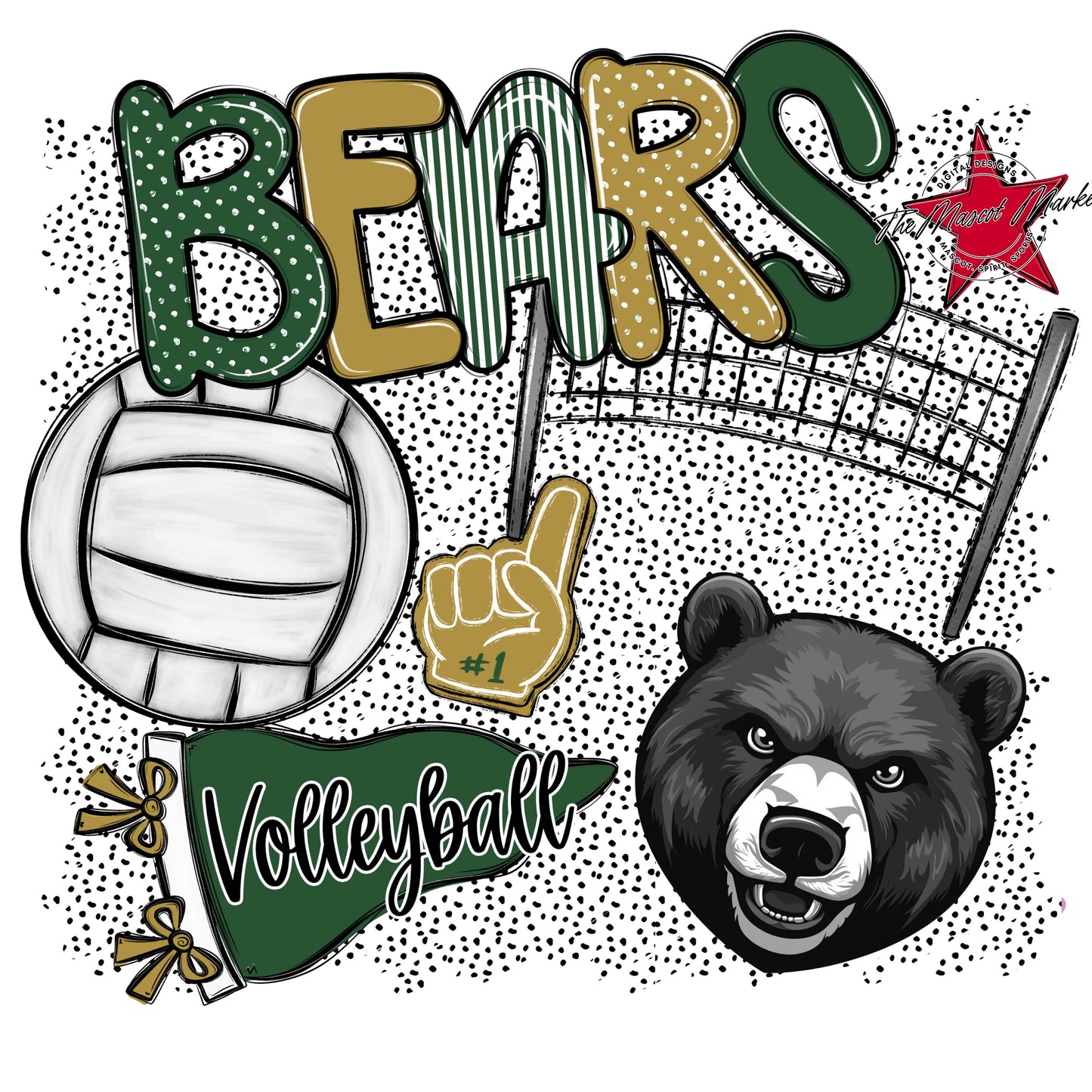 Bears Volleyball Spirit-Green & Gold