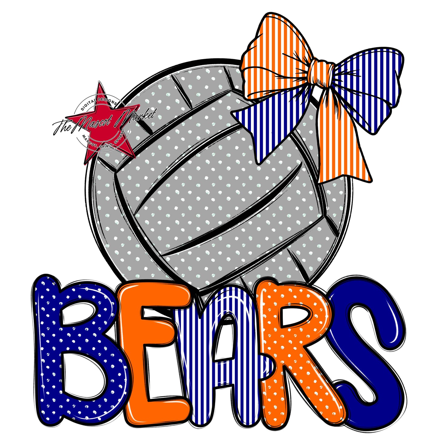 Bears Volleyball Spirit Design-Blue & Orange
