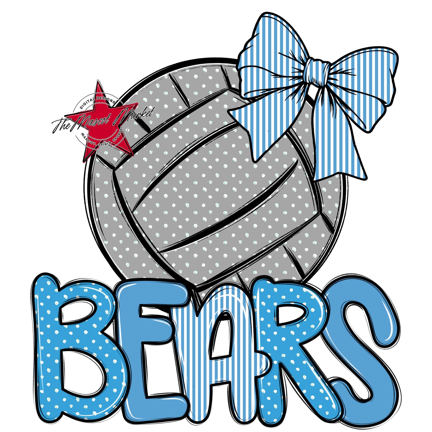 Bears Volleyball Spirit Design-Carolina Blue