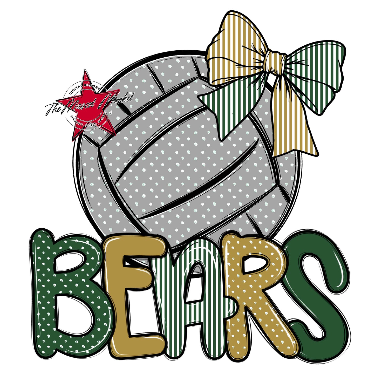 Bears Volleyball Spirit Design-Green & Gold